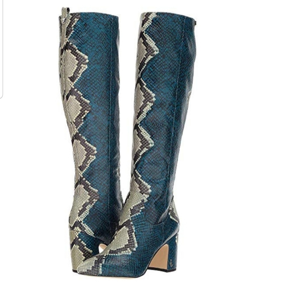 Snakeskin knee high boots